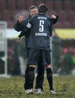 2. Fussball Bundesliga : (v. li.) VfL Bochum JUBEL nach dem Sieg mit Trainer Friedhelm Funkel, Christoph Dabrowski