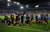 2. Fussball Bundesliga: JUBEL nach dem Sieg das Team von Hertha BSC Berlin