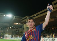 Fussball UEFA SUPER CUP 2011: JUBEL Lionel Messi (Barca)