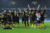 Fussball 1. Bundesliga :  Marcel Schmelzer, Mats Hummels, Ivan Perisic, Ilkay Guendogan, Lucas Barrios, Felipe Santana (v.li., Borussia Dortmund)