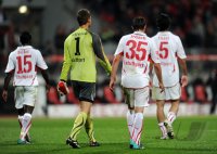 Fussball 1. Bundesliga : Arthur Etienne Boka, Torwart Sven Ulreich, Christian Traesch, Serdar Tasci (v.li., VfB Stuttgart)