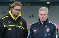 Fussball 1. Bundesliga, Saison 2012/2013:  Trainer Juergen Klopp (li, Borussia Dortmund) mit Trainer Jupp Heynckes (FC Bayern Muenchen)