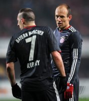 1. Fussball Bundesliga: Franck Ribery mit Arjen Robben (v. li., FC Bayern Muenchen)
