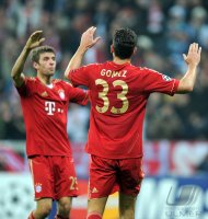Fussball CHL  Saison 2011/2012:  Thomas Mueller , Mario Gomez (v. li., FC Bayern Muenchen)
