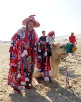 Fussball 1. Bundesliga 11/12: FC Bayern  Fan in der Wueste bei  Doha