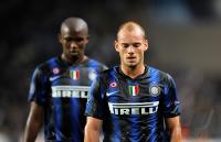 FUSSBALL UEFA SUPERCUP :  Samuel Eto'o , Eto, Wesley Sneijder  (v. li., Inter)