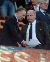 FUSSBALL INTERNATIONAL CHL HALBFINALE 12/13: Rummenigge und Hoeness (beide, FC Bayern Muenchen)