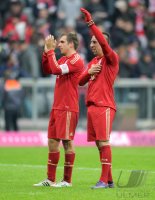 Fussball 1. Bundesliga, Saison 2011/2012: Philipp Lahm (li,) mit Franck Ribery (FC Bayern Muenchen)