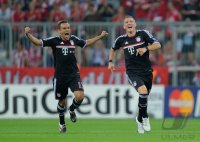 Fussball CHL  Saison 2011/2012: JUBEL Bastian Schweinsteiger (FC Bayern Muenchen)