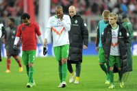 Fussball 1. Bundesliga, Saison 2011/2012: Wesley, Naldo, Marko Marin (v. li., SV Werder Bremen)