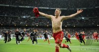 FUSSBALL INTERNATIONAL CHL HALBFINALE 11/12: Schlussjubel Bastian Schweinsteiger (FC Bayern Muenchen)