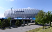 FUSSBALL INTERNATIONAL  CHL Finale 11/12:  Uebersicht der Allianz Arena mit dem Branding fuer das Finale