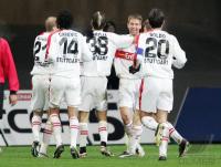 Fussball 1. Bundesliga: Frankfurt - Stuttgart, Jubel VfB n. 1:1
