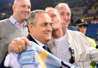 Fussball: Europa League Saison 2012/2013:  Claudio Lotito und Paul Gascoigne (v. li.)