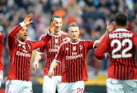 FUSSBALL SERIE A: Jubel Urby Emanuelson, Zlatan Ibrahimovic, Ignazio Abate, Antonio Nocerino (v.li., AC Mailand)