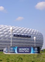 FUSSBALL INTERNATIONAL  CHL Finale 11/12:  Uebersicht der Allianz Arena mit dem Branding fuer das Finale