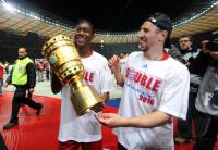 Fussball: DFB Pokal Finale: JUBEL David Alaba, Franck Ribery (v.li., FCB)