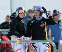 SKI Weltcup  Damen  ST.Moritz;  RIESCH (GER) und VONN (USA)