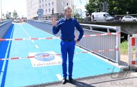 Eroeffnung Radbruecke Tuebingen; Tuebingens Oberbuergermeister Boris Palmer (Die Gruenen)