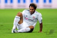 Fussball 1. Bundesliga : Hamit Altintop (FC Bayern Muenchen) verletzt auf dem Rasen