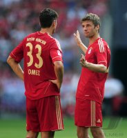 Fussball 1. Bundesliga, Saison 2011/2012:  Mario Gomez , Thomas Mueller (v. li., FC Bayern Muenchen)