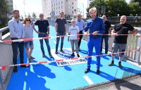 Eroeffnung Radbruecke Tuebingen; Tuebingens Oberbuergermeister Boris Palmer (Die Gruenen)