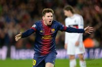 FUSSBALL INTERNATIONAL CHL ACHTELFINALE 12/13: JUBEL Lionel Messi (Barca)