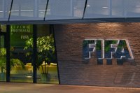 Schriftzug des Home of FIFA in Zuerich