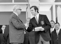 Fussball Ehrung der Deutschen Nationalmannschaft durch Bundespraesident Heinemann nach WM-Titel 1970