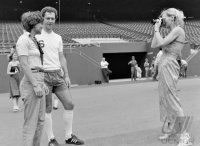 Fussball Rosi Mittermaier, Franz Beckenbauer, Diana Sandmann in New York