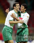Fussball DFB-Pokal: Bremen - Leverkusen, Jubel MICOUD, VALDEZ