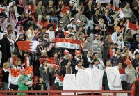 Fussball AFC Asian Cup 2011: Irak Fankurve mit Fahnen