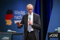 Wahlkampftour mit Kanzlerkandidat der Union, Friedrich Merz