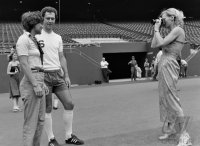Fussball Rosi Mittermaier, Franz Beckenbauer, Diana Sandmann in New York