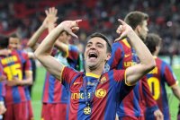 Fussball Champions League Finale 2011: Jubel Xavi Hernandez (Barca)
