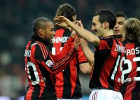 FUSSBALL SERIE A: JUBEL Robinho, Gianluca Zambrotta (v. li., AC Mailand)