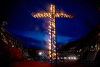Rom Karfreitag;  Uebersicht Via Crucis am Kolosseum