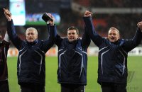 Fussball 1. Bundesliga : Co Trainer Armin Reutershahn mit Trainer Dieter Hecking (v. li., 1 FC Nuernberg)