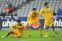 2. Fussball Bundesliga: Dennis Kruppke , Norman Theuerkauf , Oliver Petersch (v. li., Eintracht Braunschweig)