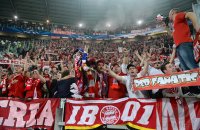FUSSBALL INTERNATIONAL CHL VIERTELFINALE 12/13: JUBEL FC Bayern Muenchen Fans