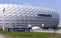 FUSSBALL INTERNATIONAL  CHL Finale 11/12:  Uebersicht der Allianz Arena mit dem Branding fuer das Finale