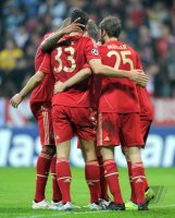 Fussball CHL  Saison 2011/2012:  Mario Gomez , Thomas Mueller (v. li., FC Bayern Muenchen)