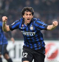 Fussball Champions League  Saison 2011/2012:  Jubel Diego Milito (Inter Mailand)