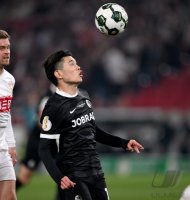 Fussball DFB Pokal  Halbfinale  2025/2026  23.04.2026VfB Stuttgart - SC Freiburg , EINZELBILD, EINZELN, AKTION, EINZELSPIELER, FREISTELLER, GANZE FIGUR, GANZFIGUR, GANZE_FIGURAKTION