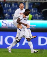 FUSSBALL SERIE A: JUBEL Wesley Sneijder auf Sulley Muntari  (Inter)