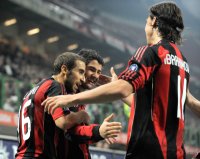 FUSSBALL SERIE A: (v. li) JUBEL AC Mailand  Flamini Mathieu, Pato, Zlatan Ibrahimovic