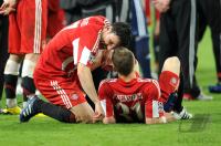Fussball Champions League Finale:  ENTTAEUSCHUNG Mark van Bommel, Bastian Schweinsteiger (v. li., FCB)