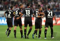 Fussball 1. Bundesliga, Saison 2011/2012:  Daniel Schwaab , Simon Rolfes Michael Ballack , Sidney Sam, Oemer Toprak (v. li., Bayer 04 Leverkusen)