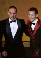 Fussball International  FIFA Ballon d Or 2013: Franck Ribery (Frankreich) und Lionel Messi (Argentinien)