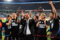 2. Fussball Bundesliga: JUBEL nach dem Sieg Maikel Aerts, Trainer  Markus Babbel, Peter Niemeyer, Andre Mijatovic (v. li., Hertha BSC Berlin)